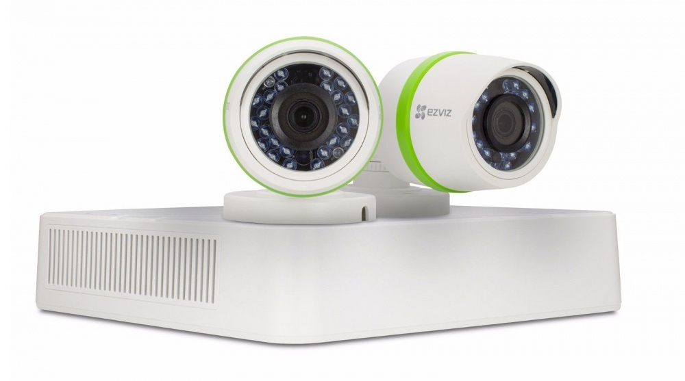 Ezviz Kit de Vigilancia de 2 Cámaras CCTV Bullet y 4 Canales, con Grabadora