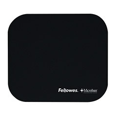 Mousepad Fellowes Microban, 20x23cm, Grosor 3mm, Negro