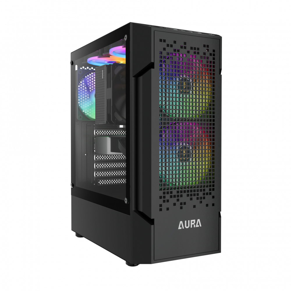 Gabinete Gamdias AURA GC7, Midi-Tower, ATX/Micro-ATX/Mini-ITX, USB 2.0/3.0, sin Fuente, 3 Ventiladores Instalados, Negro