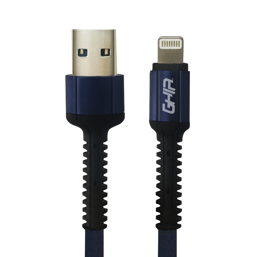 Ghia Cable de Carga USB A Macho - Lightning Macho, 1 Metro, Azul, para iPhone/iPad