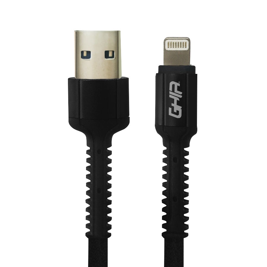 Ghia Cable de Carga USB A Macho - Lightning Macho, 1 Metro, Negro, para iPhone/iPad