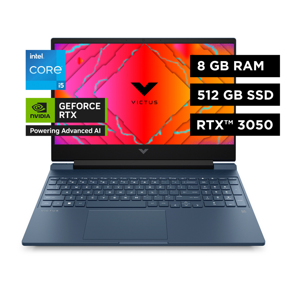 Laptop Gamer HP Victus Gaming 15-FA0021LA 15.6" 1920x1080 Full HD, Intel Core i5-12450H, NVIDIA GeForce RTX 3050, 8GB, 512GB SSD, Windows 11 Home, Español