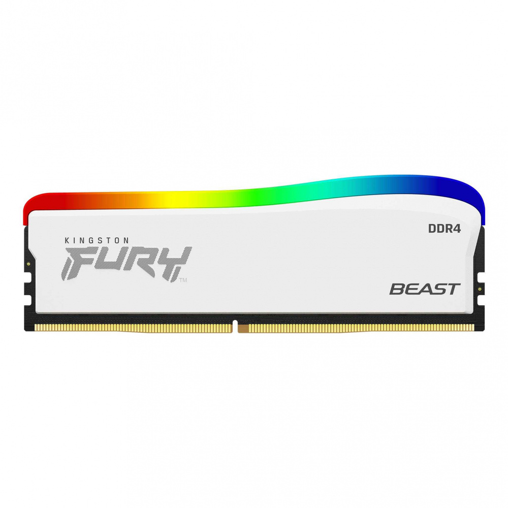 Memoria RAM Kingston Fury Beast RGB DDR4, 3200MHz, 8GB, Non-ECC, CL16, XMP, Blanco