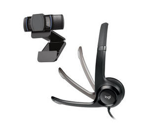 Logitech Webcam HD Pro C920s con Micrófono, Full HD, 1920 x 1080 Pixeles, USB 2.0, Negro ― incluye Audífonos Logitech H390