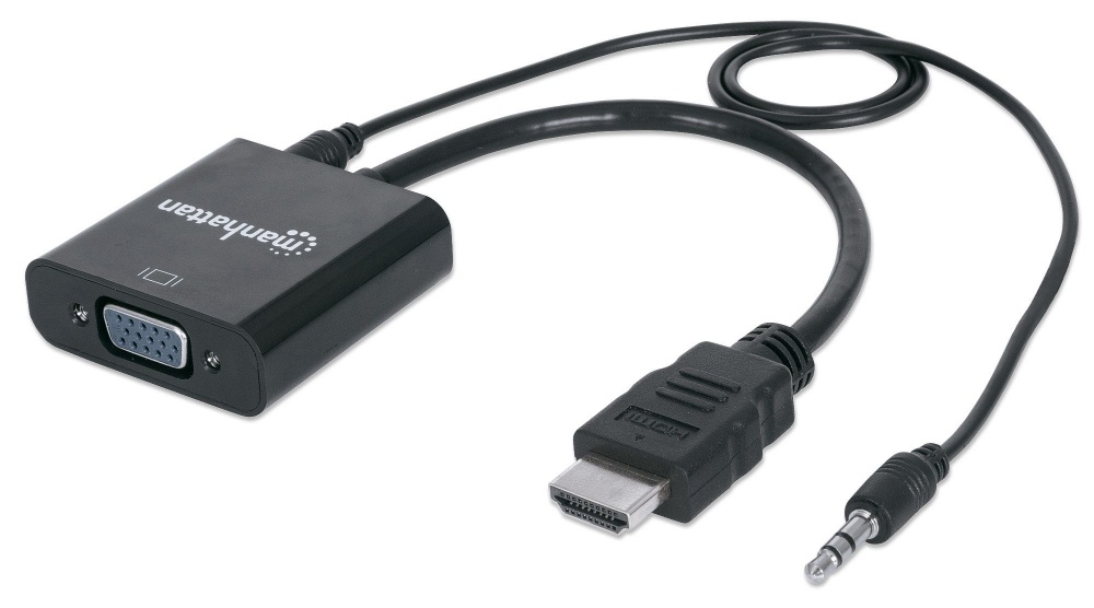 Manhattan Adaptador HDMI Macho - VGA Hembra, con Audio, Negro