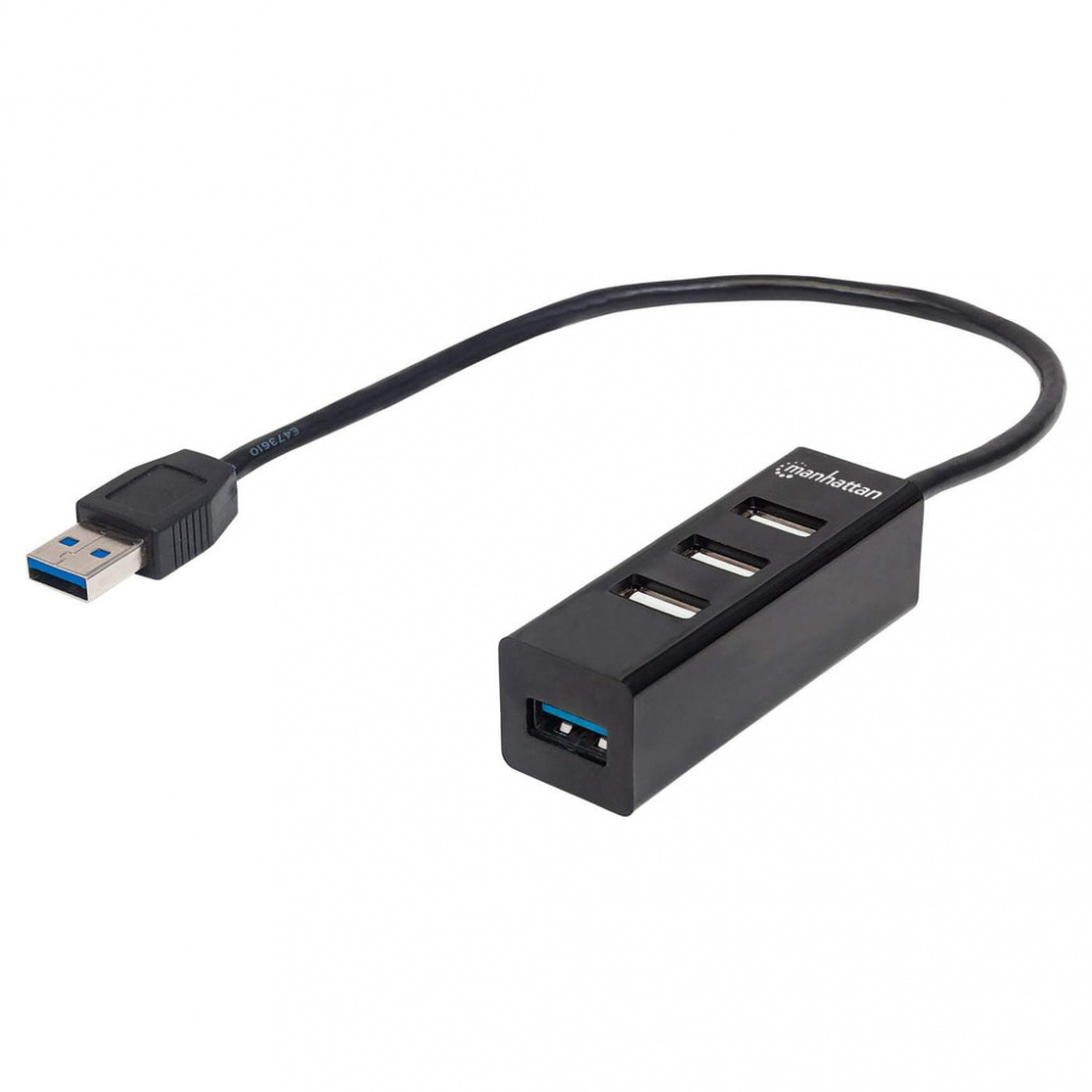 Manhattan Hub USB A 3.0 de 4 Puertos, 5000 Mbit/s, Negro