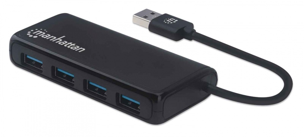 Manhattan Hub USB 3.2 Macho - 4x USB 3.2 Hembra, 5000 Mbit/s, Negro