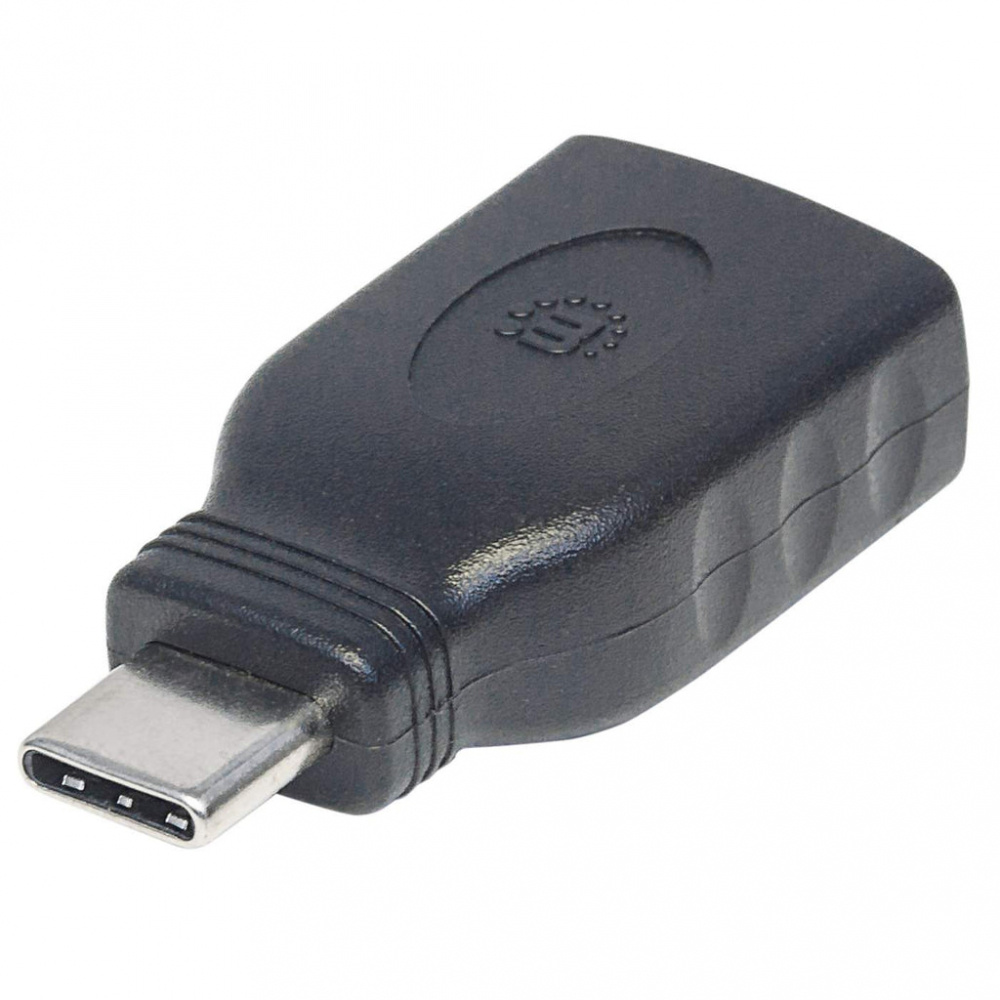 Manhattan Adaptador USB C Macho - USB A Hembra, Negro