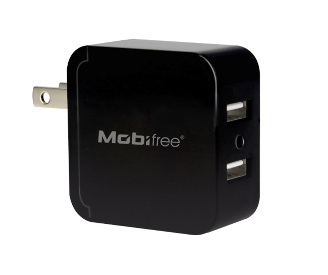 Mobifree Cargador de Pared MB-914192, 5V, 2 Puertos USB, Negro - Incluye Cable (USB - Lightning)