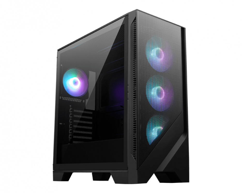 Gabinete MSI MAG FORGE 320R AIRFLOW con Ventana RGB, Midi-Tower, ATX/Micro-ATX/Mini-ITX, USB 3.2, sin Fuente, 4 Ventiladores ARGB Instalados, Negro