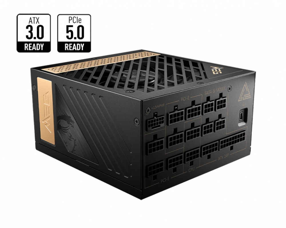 Fuente de Poder MSI MEG Ai1300P PCIE5 80 PLUS Platinum, 24-pin ATX, 120mm, 1300W