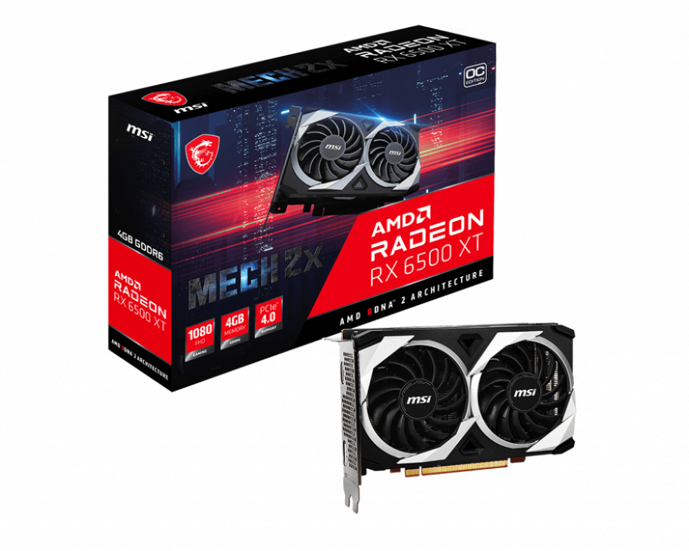 Tarjeta de Video MSI AMD Radeon RX 6500 XT MECH 2X 4G OC, 4GB 64-bit GDDR6, PCI Express 4.0 x4