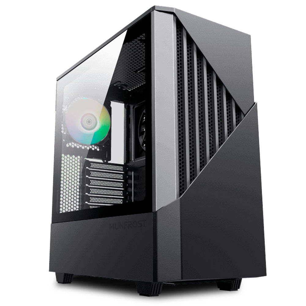 Gabinete Munfrost Panda PRO con Ventana, Midi-Tower, ATX/EATX/Micro ATX/Mini-ATX, USB 3.1, sin Fuente, 2 Ventiladores ARGB Instalados, Negro