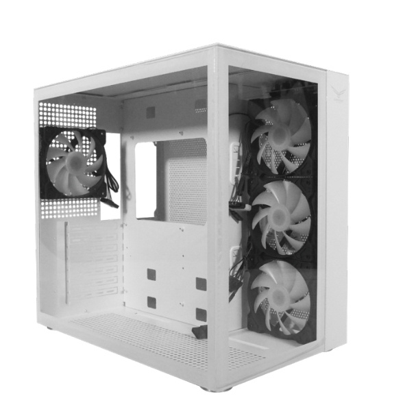 Gabinete Naceb White Nova con Ventana, Midi-Tower, ATX/Micro-ATX/Mini-ATX, USB 3.0, sin Fuente, 4 Ventiladores RGB Instalados, Blanco