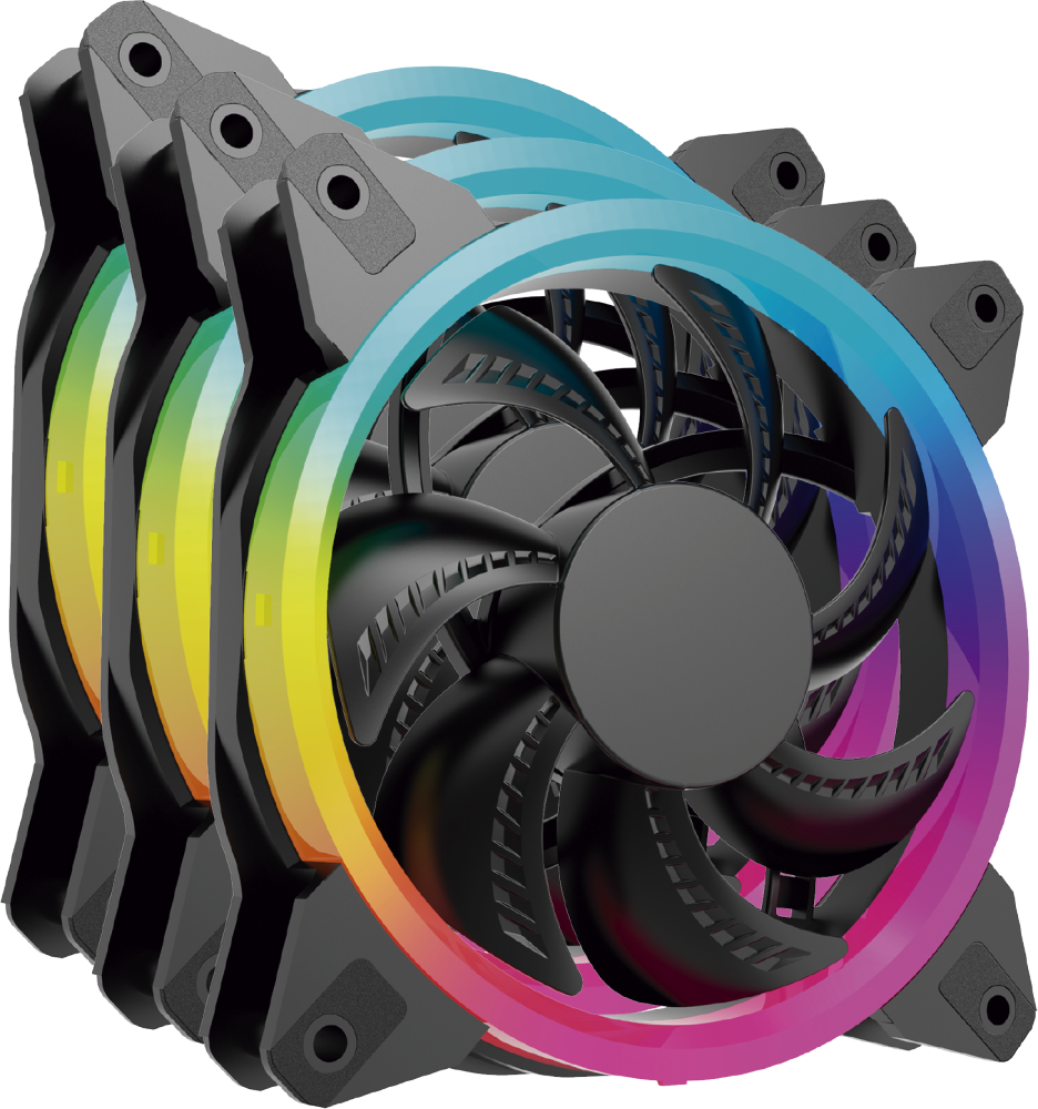 Ventilador Ocelot Gaming OGPF01 RGB, 120mm, 1200RPM, Negro - 3 Piezas