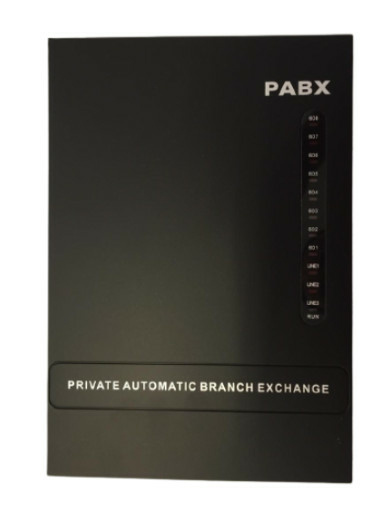 PABX Conmutador Central PBX, 3 Líneas, 8 Extensiones, Negro