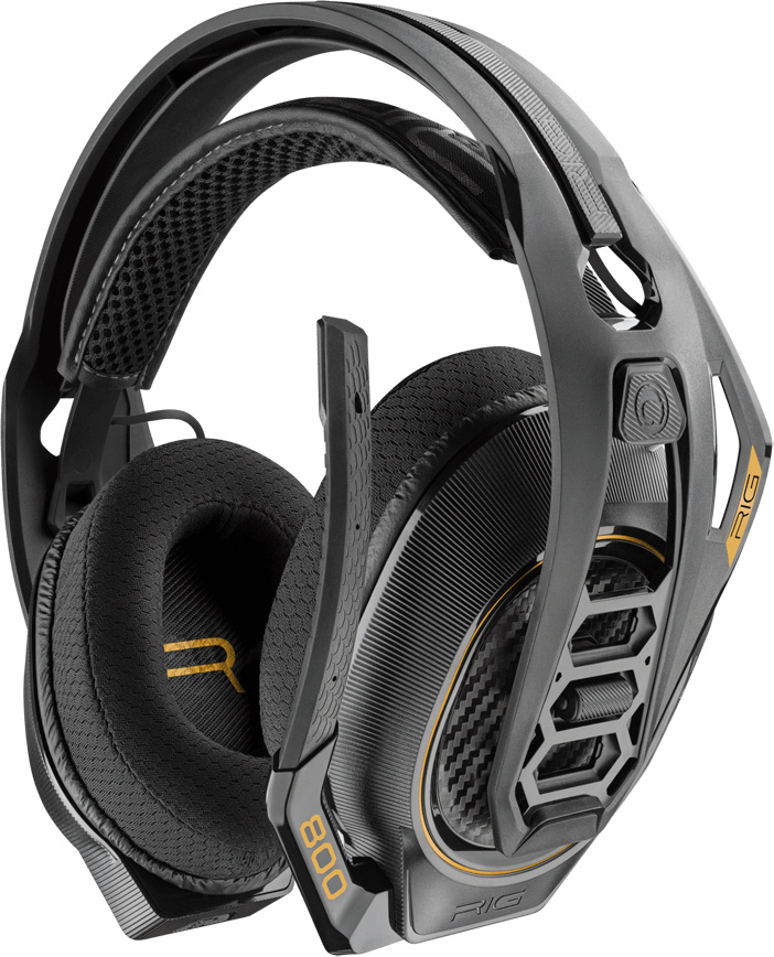 RIG Audífonos Gamer 800HD, RF Inalámbrico, Negro/Oro