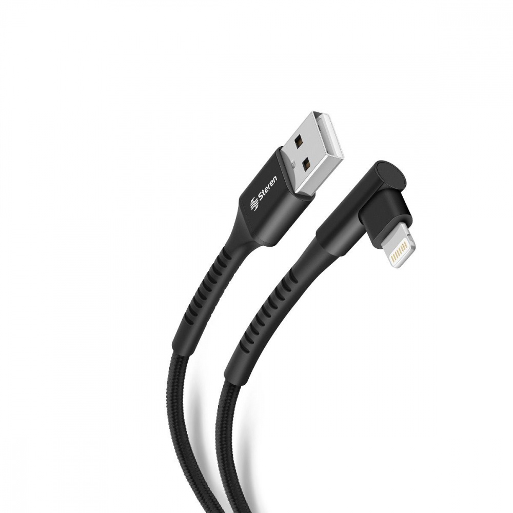 Compra Steren Cable Lightning Angulado Macho Usb A Macho M Negro Pod