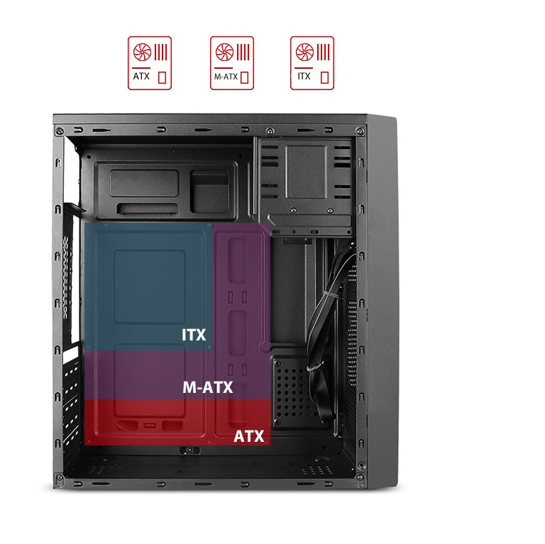 Gabinete Stylos Modelo 1, Midi Tower, ATX/Micro ATX/Mini ITX, USB 3.0, con Fuente de 500W, sin Ventiladores Instalados, Negro