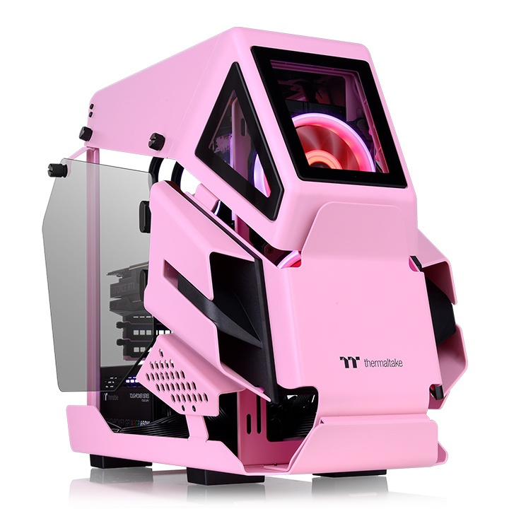 Gabinete Thermaltake AH T200 con Ventana, Micro Tower, Micro-ATX/Mini-ITX, USB 3.0/3.1, sin Fuente, sin Ventiladores Instalados, Rosa