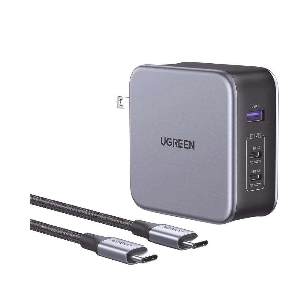 UGREEN Cargador de Pared Nexode, 140W, 2x USB-C 1x USB-A, Negro