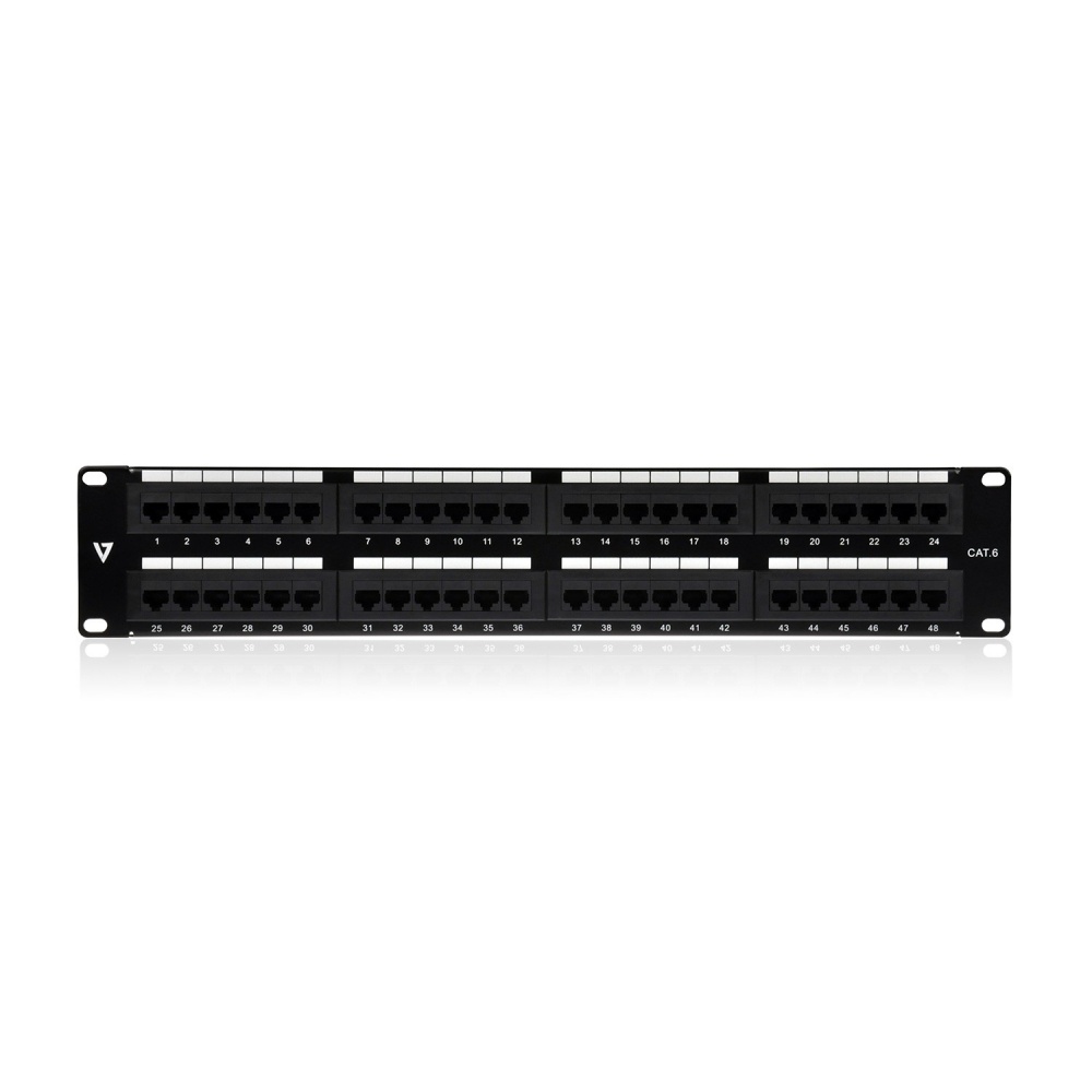 Compra V7 Panel De Parcheo Cat6 48 Puertos RJ-45 2U, Negro NPP2U48-1N ...