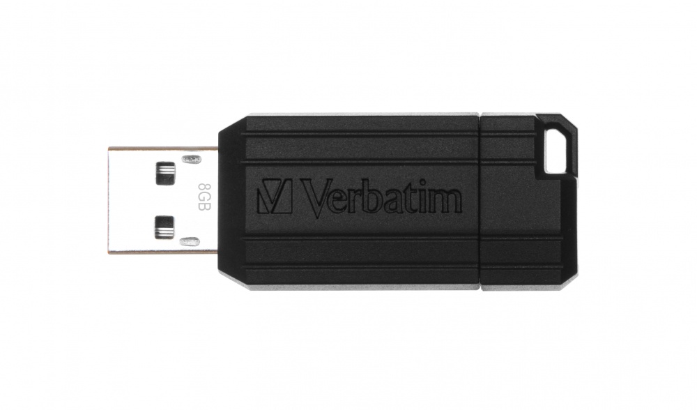 Memoria USB Verbatim PinStripe, 8GB, USB 2.0, Lectura 8MB/s, Escritura 2.5MB/s, Negro