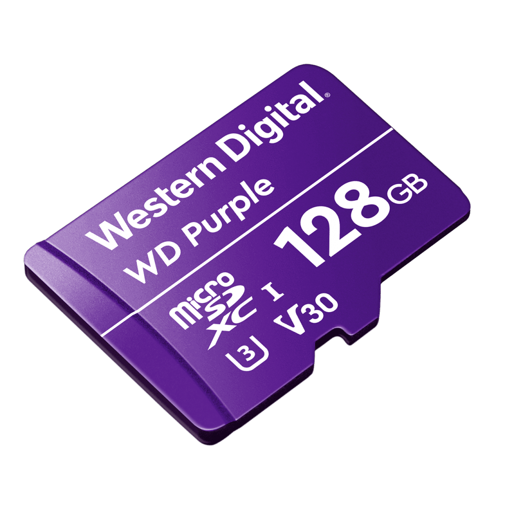 Memoria Flash Western Digital WD Purple, 128GB MicroSDXC V30 Class 3 (U3), para Videovigilancia