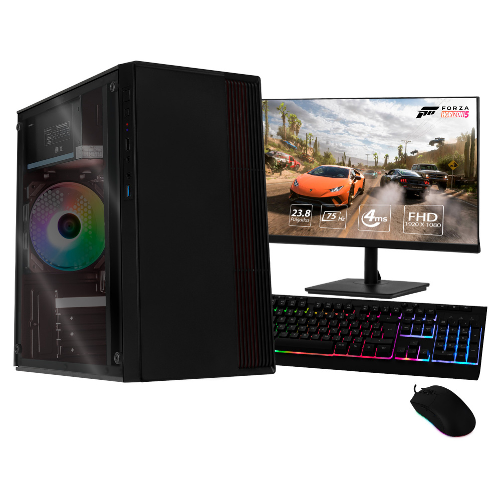 Computadora Gamer Xtreme PC Gaming CM-05093, AMD Ryzen 5 5600GT 3.60GHz, 16GB, 500GB SSD, Wi-Fi, Windows 10 Prueba, Negro ― incluye Monitor 23.8", Teclado, Mouse