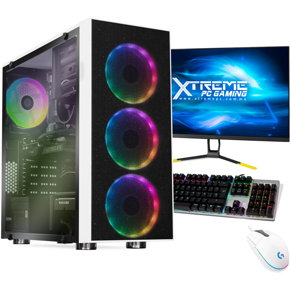 Computadora Gamer Xtreme PC Gaming CM-05342, AMD Ryzen 5 5600X 3.70GHz, 16GB, 2TB + 500GB SSD, NVIDIA GeForce RTX 3060, Windows 10 Prueba  ― incluye Monitor de 27", Teclado y Mouse ― Daños mayores con funcionalidad parcial - Gabinete y teclado dañado