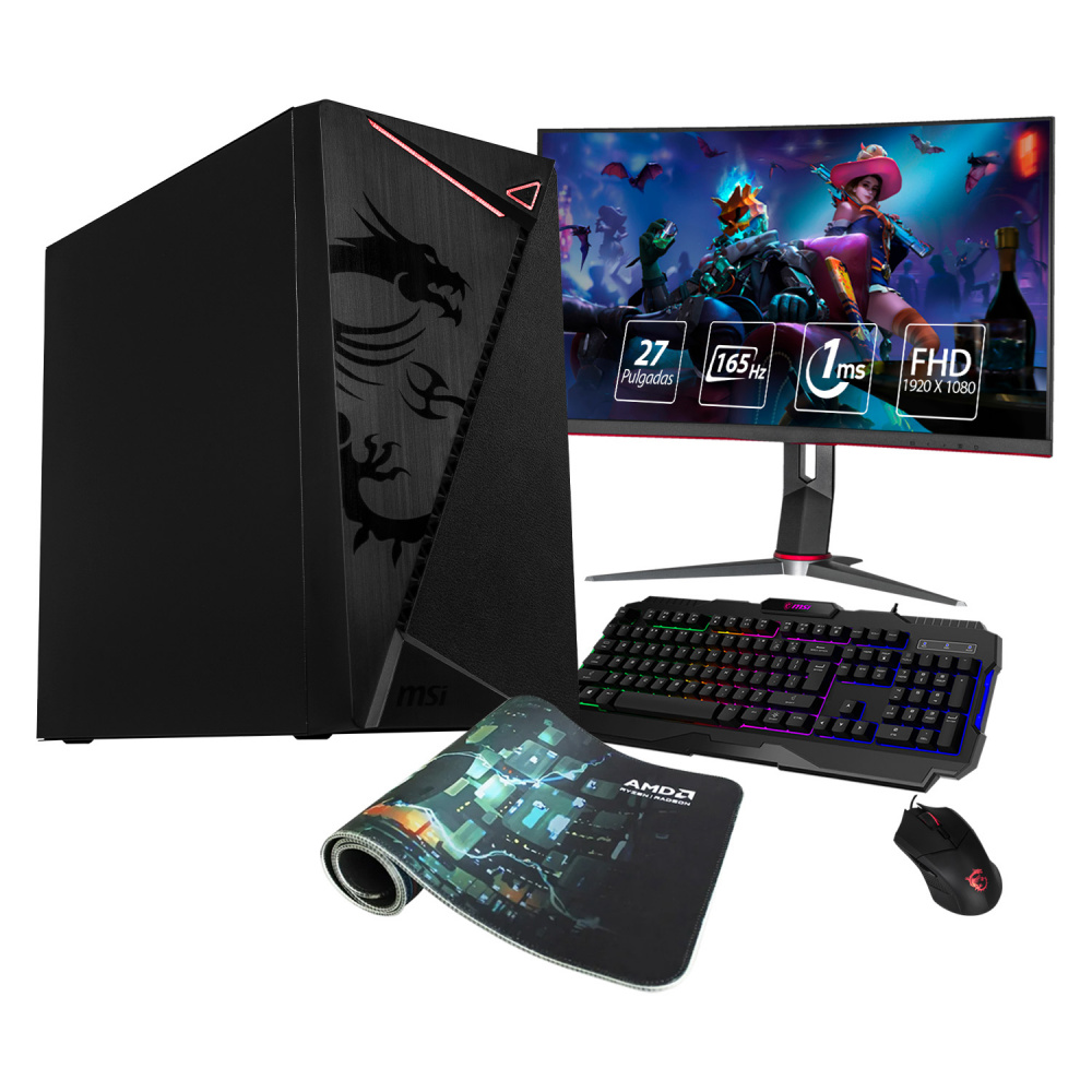 Computadora Gamer Xtreme PC Gaming CM-50228, AMD Ryzen 5 5500 3.60GHz, 16GB, 2TB + 500GB SSD, Wi-Fi, NVIDIA GeForce GTX 1650, Windows 10 Prueba, Negro ― incluye Monitor 27", Teclado y Mouse