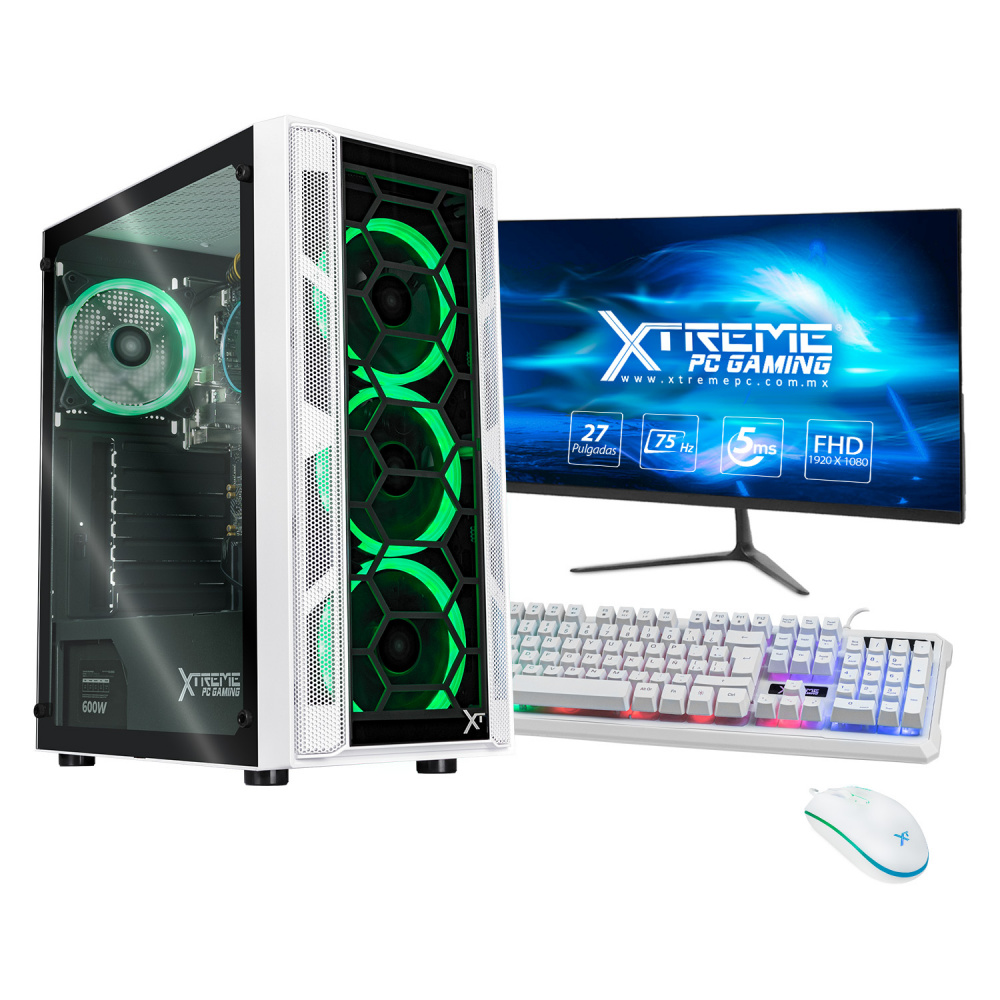 Computadora Gamer Xtreme PC Gaming CM-05442, Intel Core i7-12700 3.60GHz, 16GB, 1TB SSD, Wi-Fi, Windows 10 Prueba, Blanco ― Incluye Monitor de 27", Teclado y Mouse