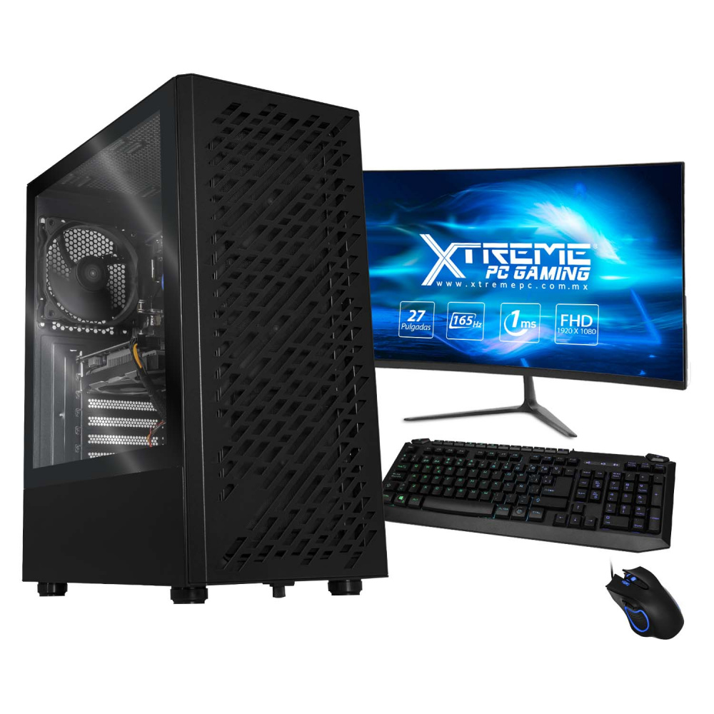 Computadora Gamer Xtreme PC Gaming CM-60411, Intel Core i5-10400F, 16GB, 500GB SSD, Wi-Fi, NVIDIA GeForce GTX 1650, Windows 10 Prueba, Negro ― incluye Monitor de 27", Teclado y Mouse