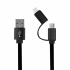 Ghia Cable de Carga 2 en 1 USB Macho - Micro USB/Lightning Macho, 1 Metro, Negro, para iPhone/iPad/Smartphone  2