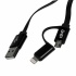 Ghia Cable de Carga 2 en 1 USB Macho - Micro USB/Lightning Macho, 1 Metro, Negro, para iPhone/iPad/Smartphone  3