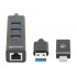 Manhattan Hub USB Macho - 3 Puertos USB Hembra,1x RJ-45, 5000Mbit/s, Negro  3